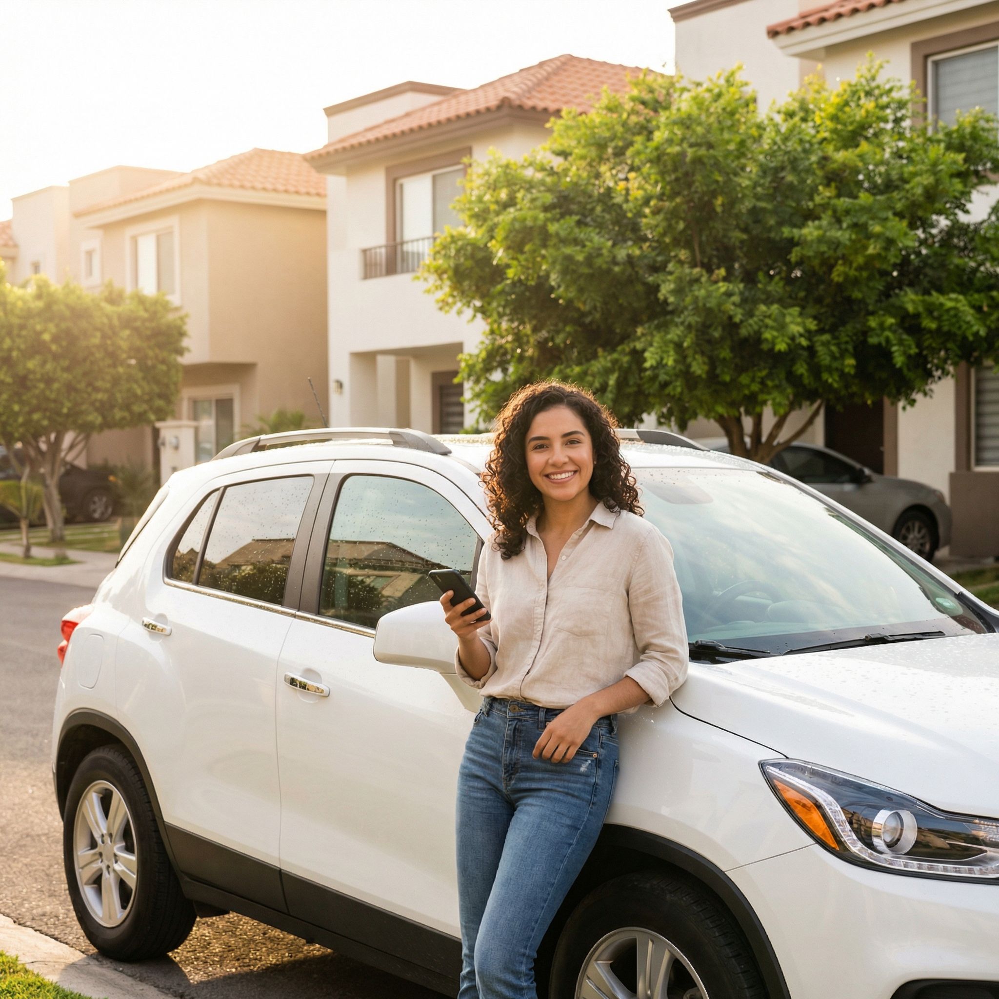 Cliente feliz con su auto limpio